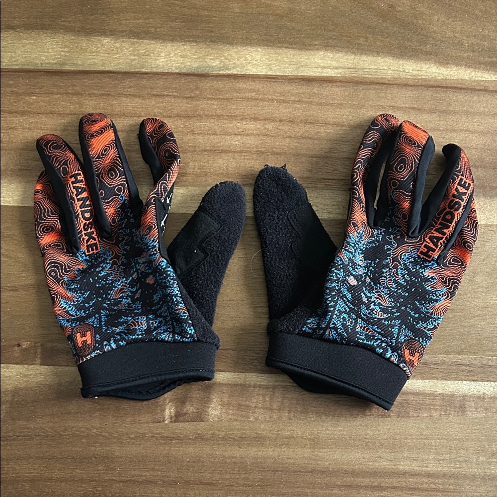 Men's Black and Orange Gloves